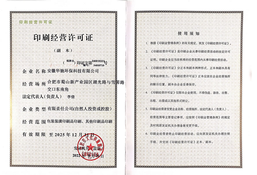 印刷许可证副本